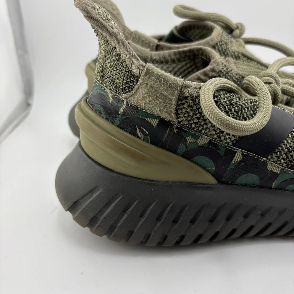 Adidas Kaptir 2.0 Cloudfoam Mens 10 Green Camo Knit Running Sneakers Athletic